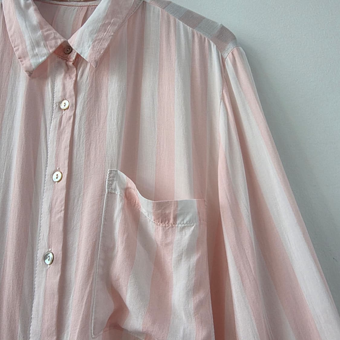 GRAND & GREENE 핑크 스트라이프 시어 셔츠 상품이미지6