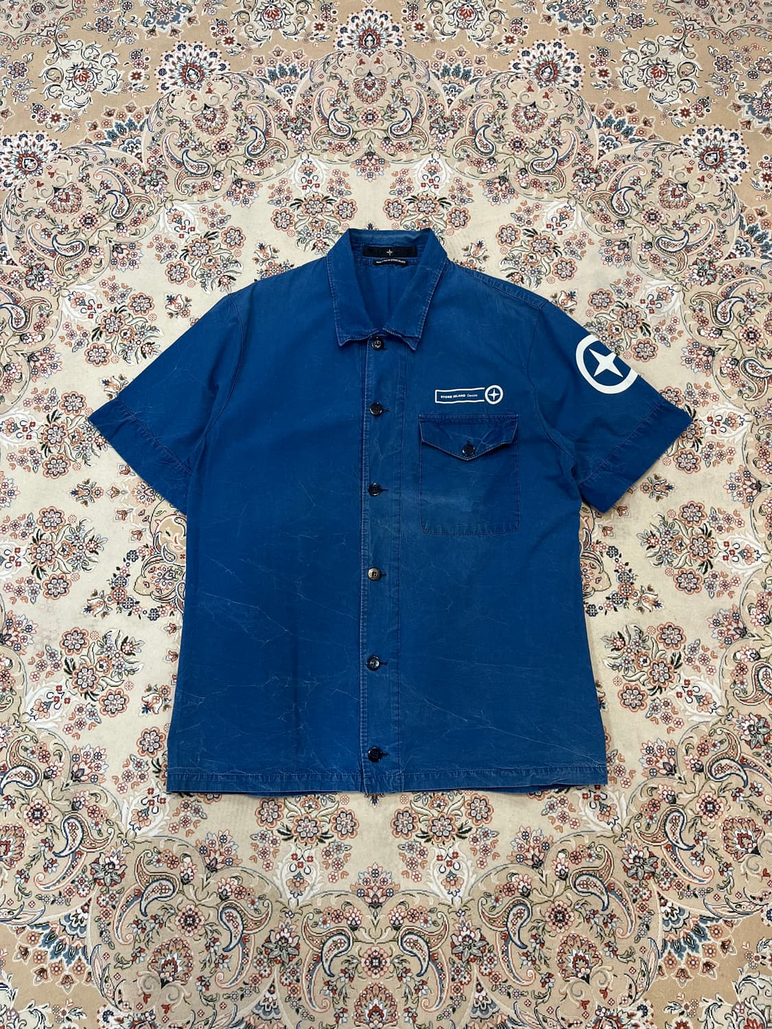 스톤아일랜드 00s 데님 워시드 워크 셔츠 반팔 상품이미지1