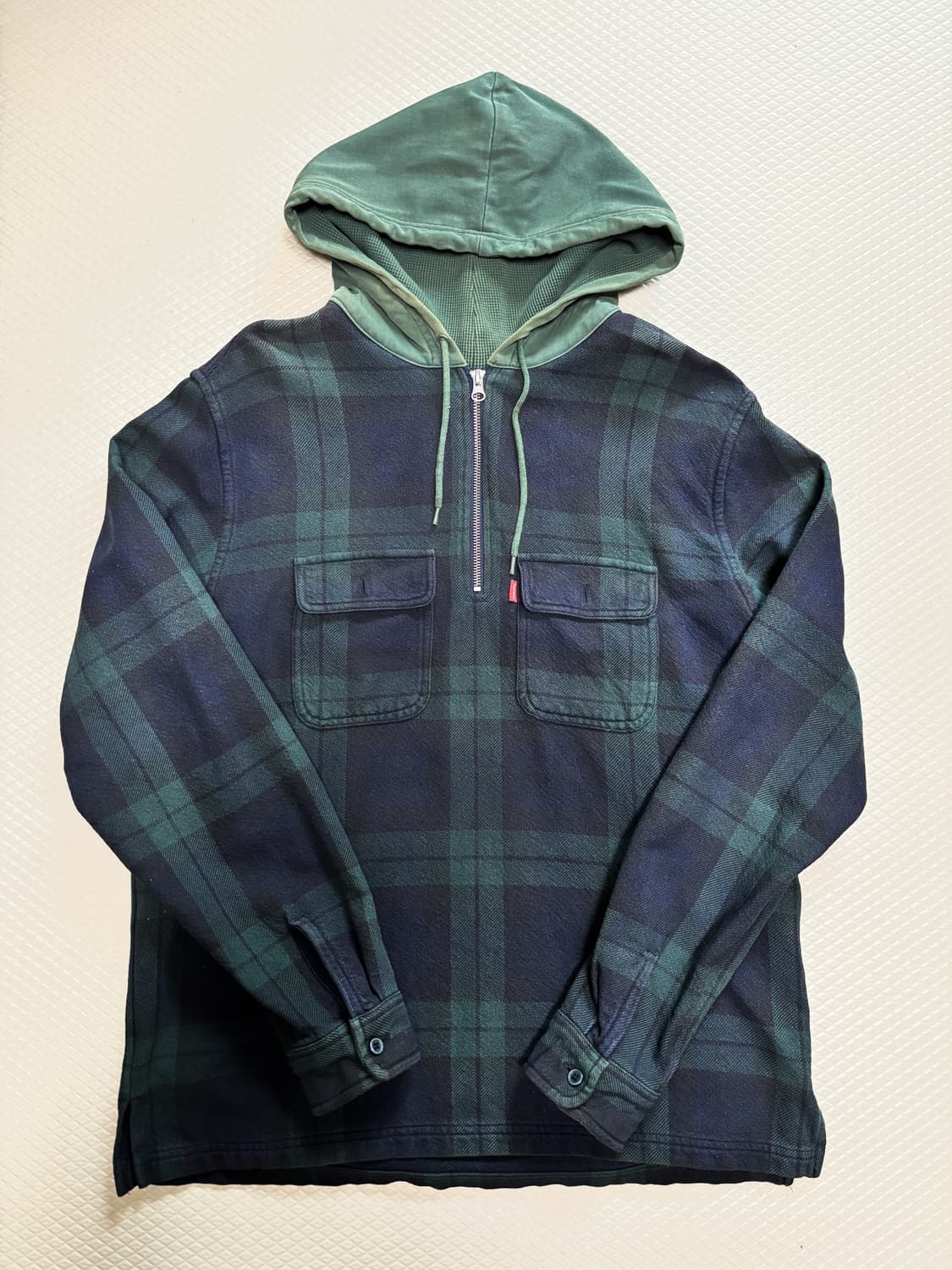 16FW Supreme green plaid half zip 상품이미지1