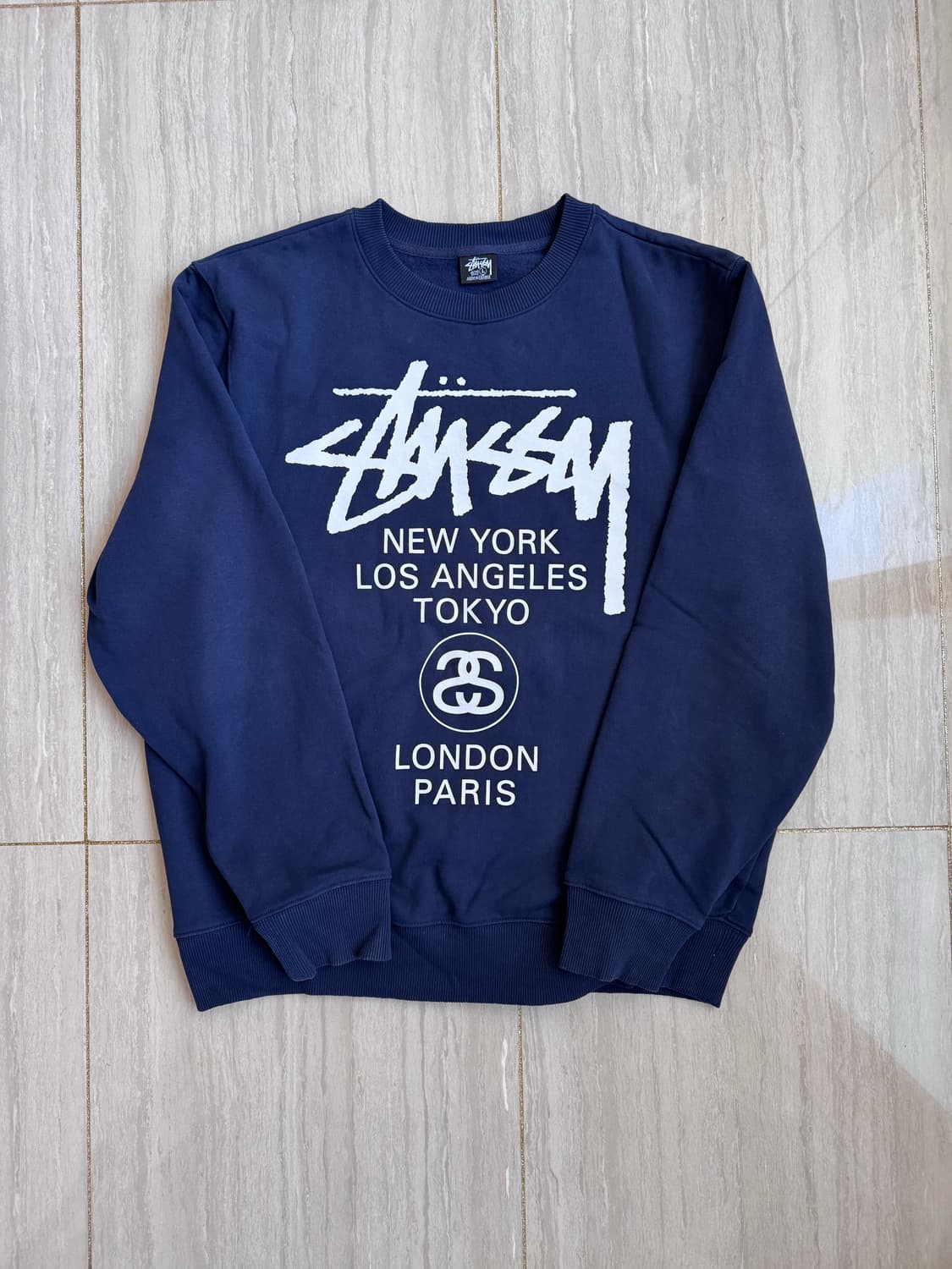 스투시 월드투어 맨투맨 네이비 L 상품이미지2