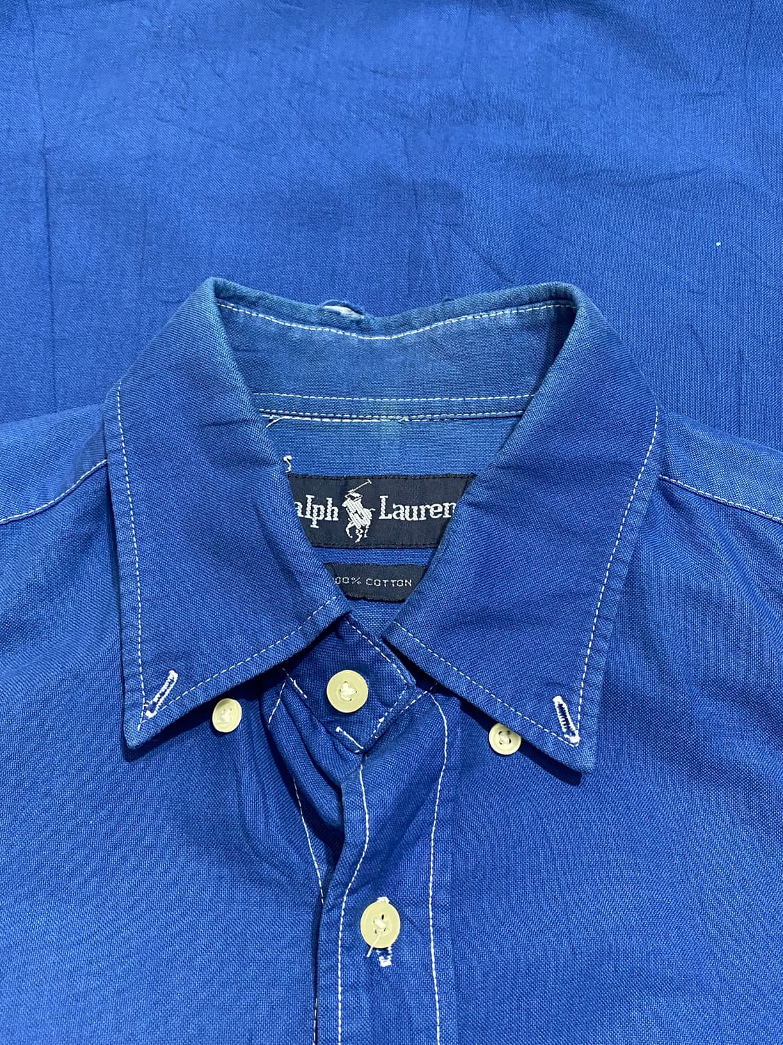 Ralph Lauren 화이트 스티치 디테일 코튼 반팔 셔츠 상품이미지6