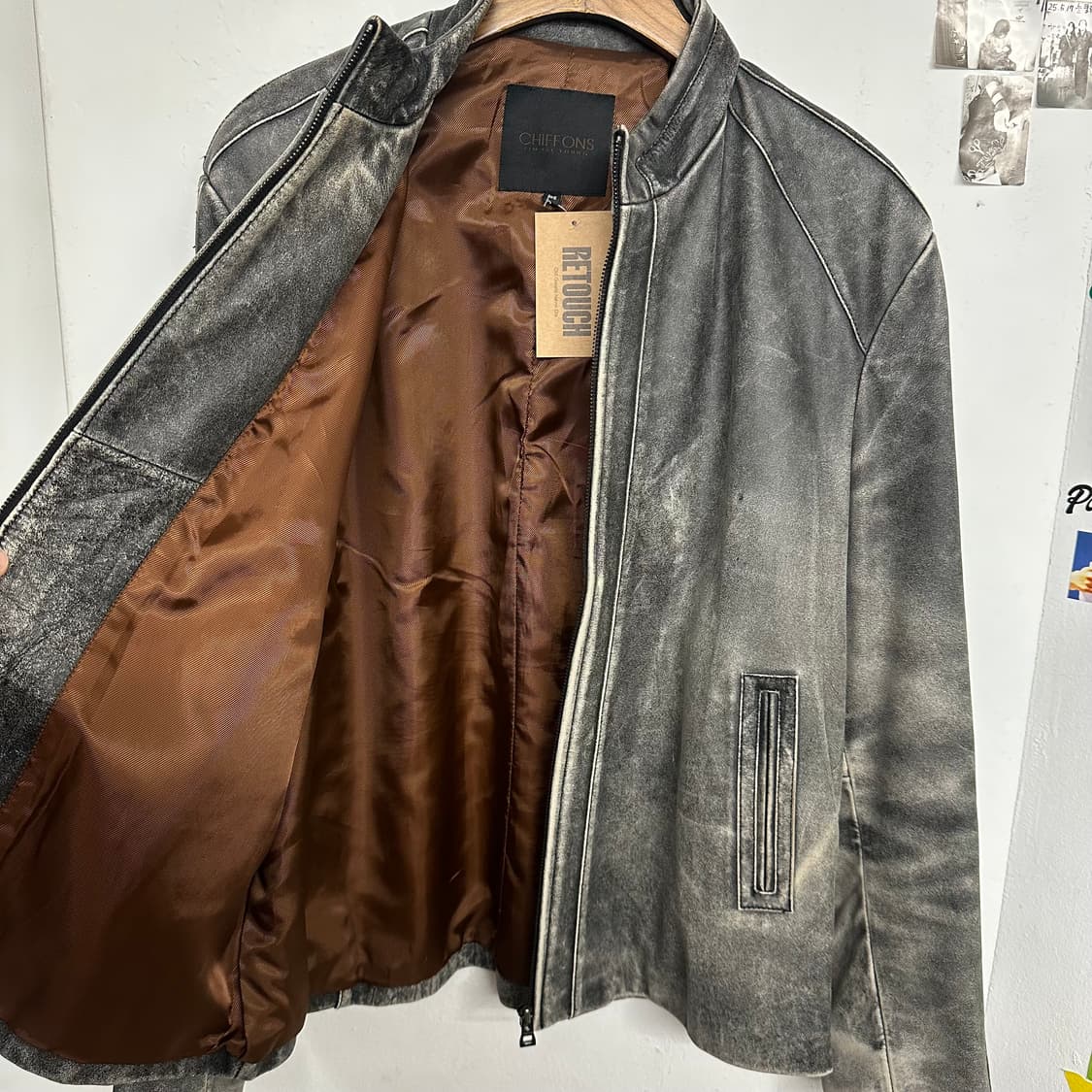 빈티지 워싱 양가죽 바이커 자켓 상품이미지8