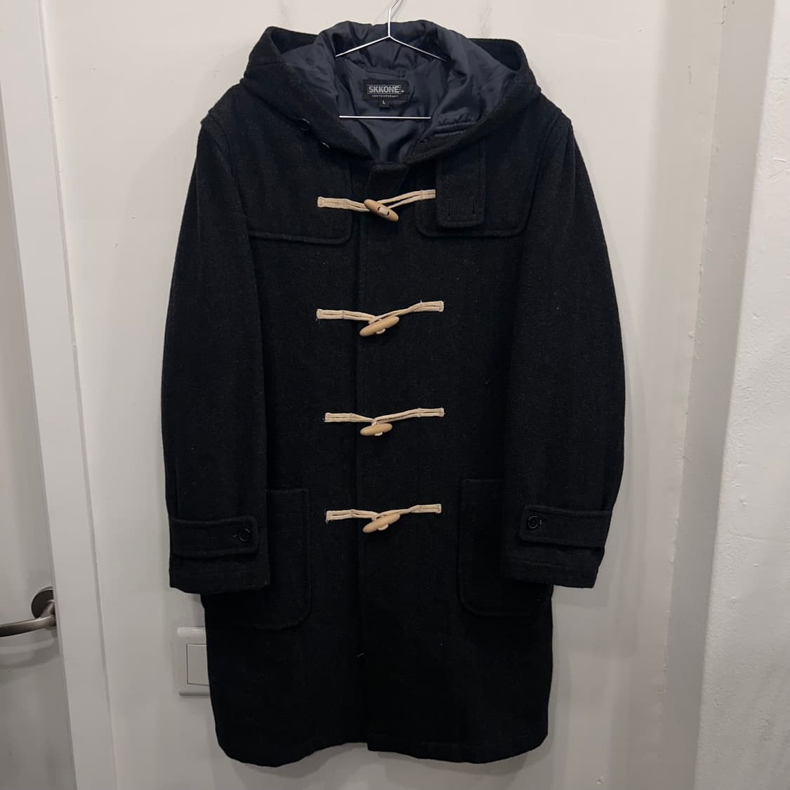 SKKONE 재팬 스트릿 울 모직 후드 더플 롱코트 상품이미지2