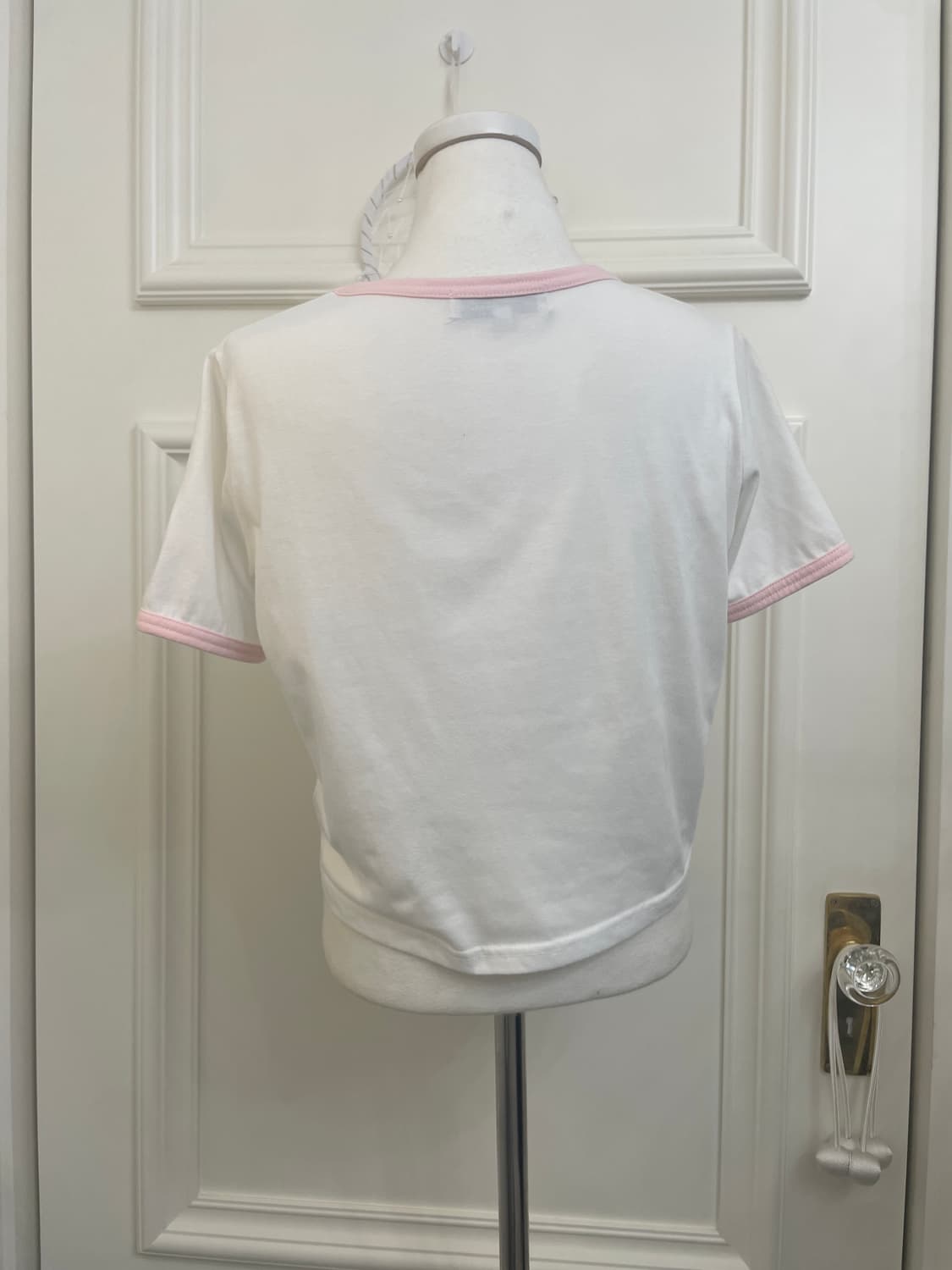 cute pink line crop t-shirt(size-F) 상품이미지3