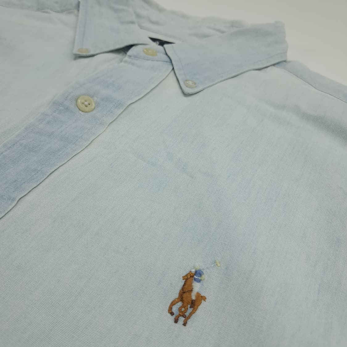 CN696 L 폴로 랄프로렌 워시드 샴브레이 긴팔 셔츠 남방 상품이미지5