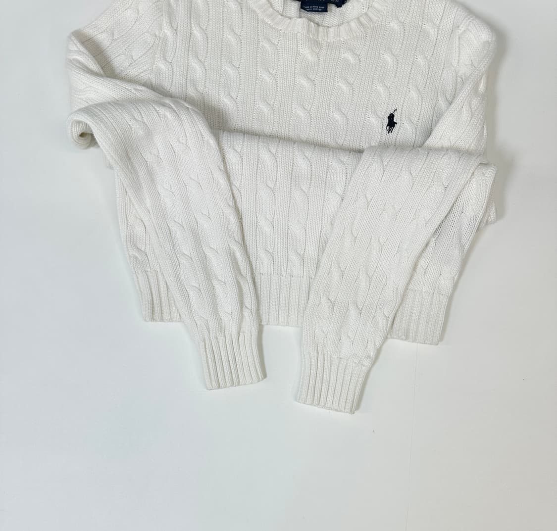 폴로 케이블  화이트 니트  상품이미지2