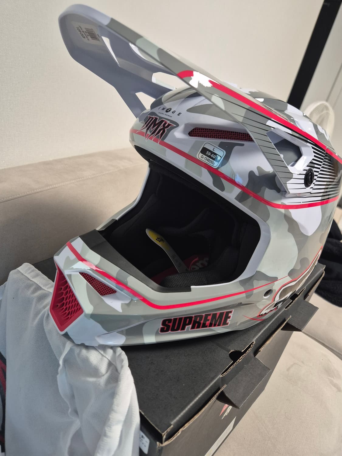 [L]슈프림 x 폭스 레이싱 DMX V1 헬멧 스노우 카모 새제품 상품이미지3