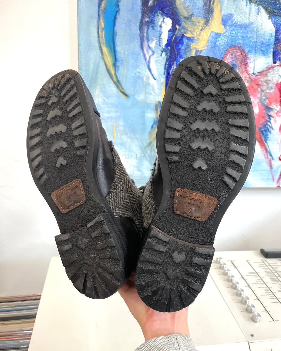 [250] 돌체앤가바나 헤링본 울 / 레더 부츠 상품이미지7