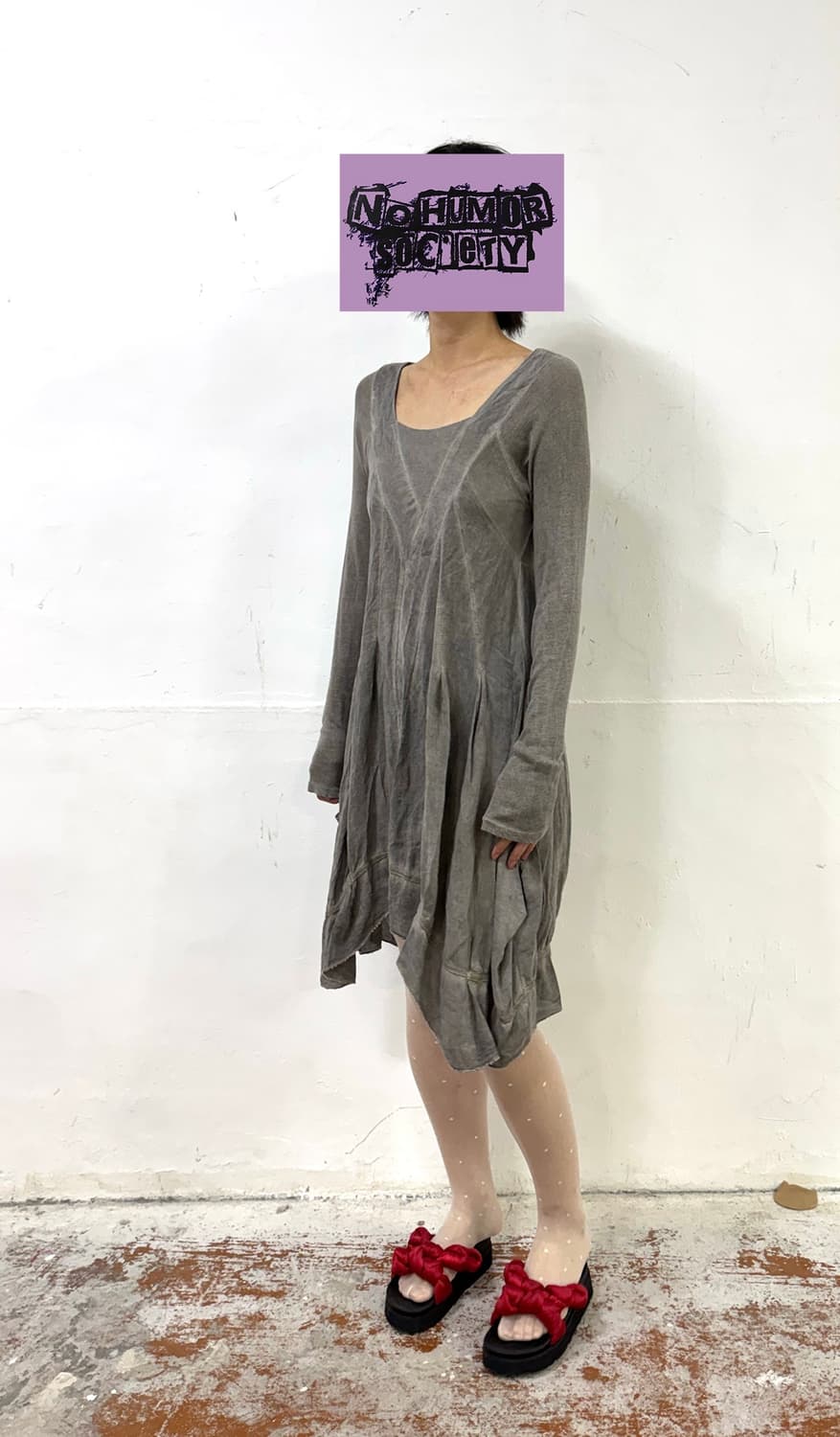 Vintage Grunge Asymmetrical Gray Dress 상품이미지1