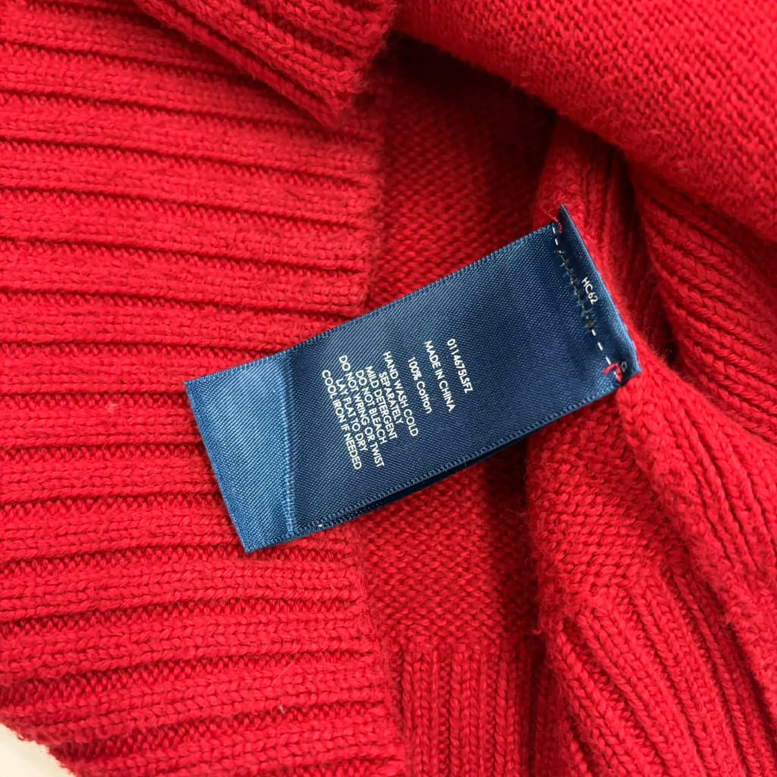 폴로 랄프로렌 레드 코튼 니트 집업 희귀져지(L) 상품이미지5