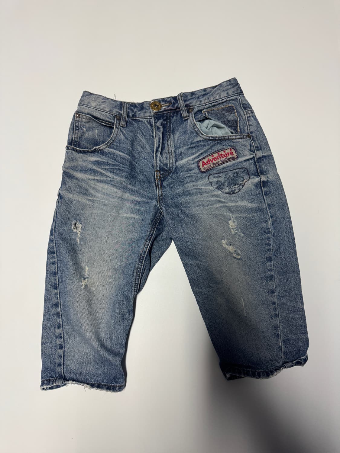 여성 Jeep 지프 y2k 빈티지 워싱 7부 데님팬츠 상품이미지1