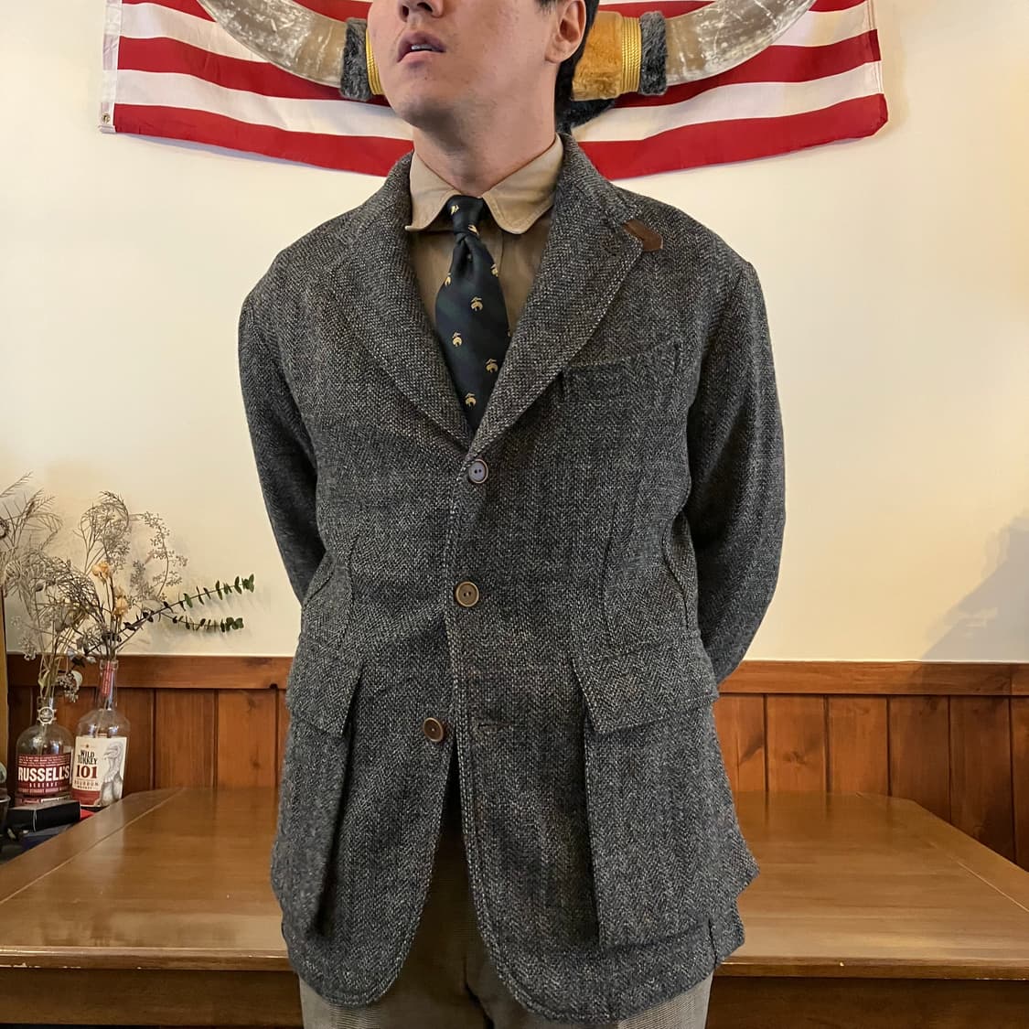 R.R.L 엘보우 패치 3B 울 트위드 스포츠 코트 M 상품이미지7