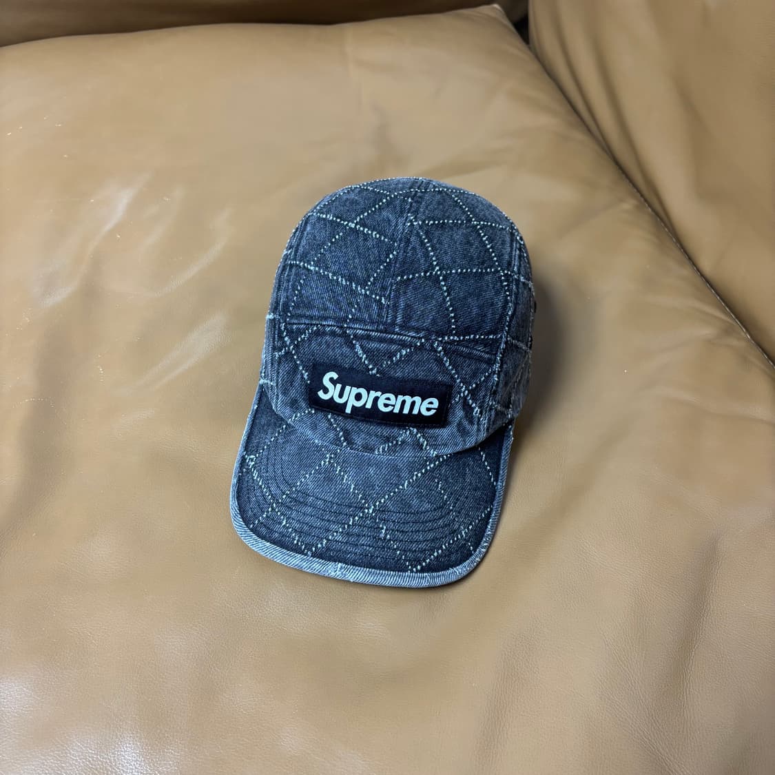 슈프림 캠프캡 모자 박스로고 23fw 펀치드 데님 블랙 상품이미지1