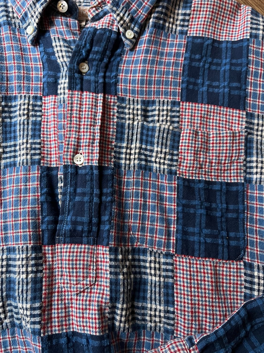 [M]Sugar Cane 슈가케인 빈티지 패치워크 풀오버 체크 셔츠 상품이미지3