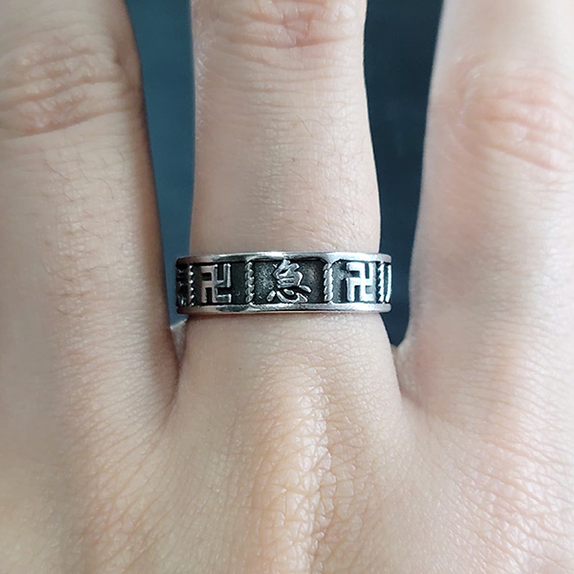 Manja 실버 남자 엔틱 빈티지 불교 반지 상품이미지7