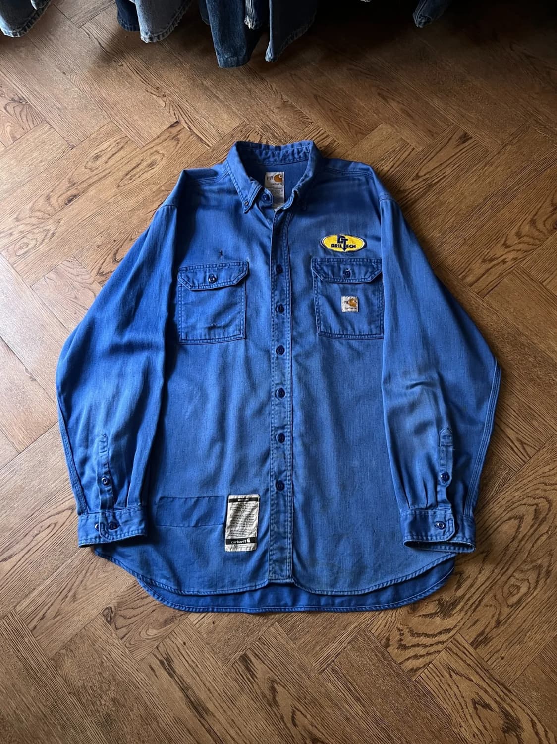 [2XL]칼하트FR USA 빈티지 페이딩 잉크블루 워크 셔츠 상품이미지1