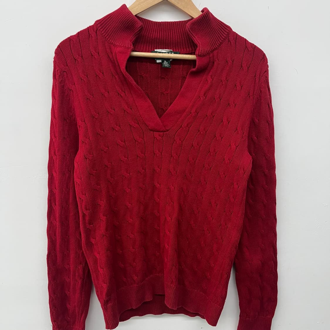 폴로 랄프로렌 브이넥 케이블 니트 여 L 상품이미지2