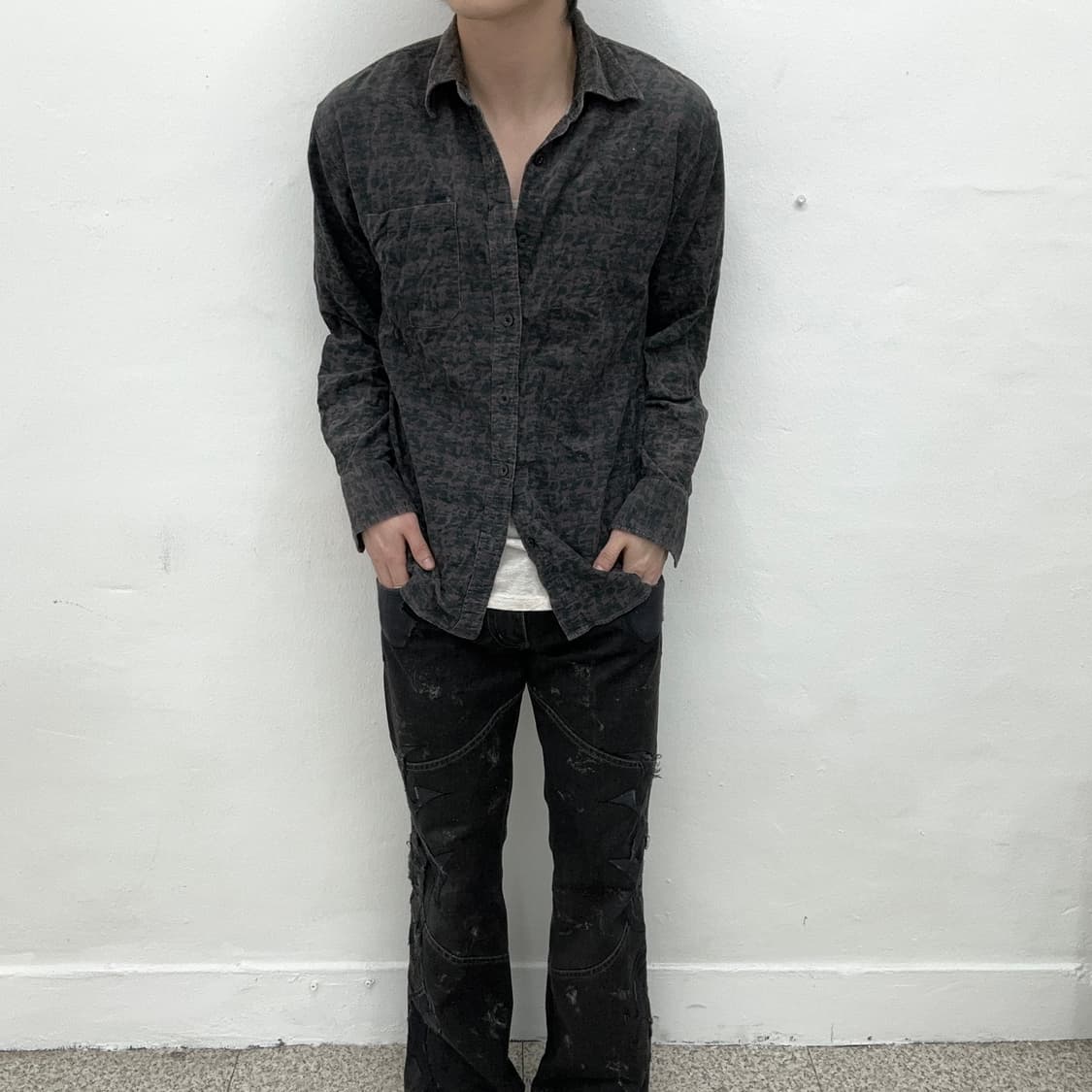 burgundy noisy bleach shirts  상품이미지2