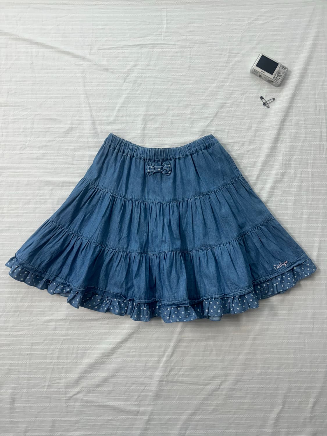 요시 스탬프 연핑크 티 데님 스커트 2pcs SET 상품이미지9