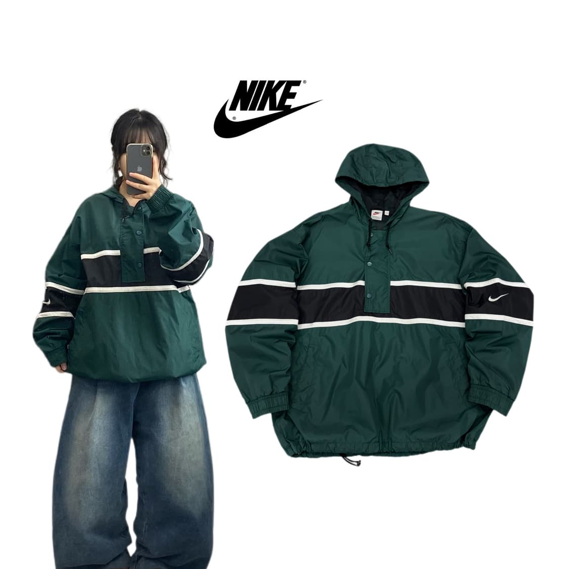 나이키 90s 스우시 올드스쿨 풀오버 아노락 바람막이 자켓 상품이미지1