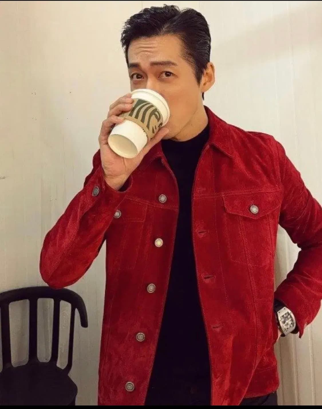 생로랑 레드 스웨이드 트러커 자켓 상품이미지5