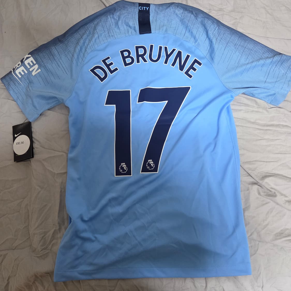 나이키 맨시티 17-18 데브라이너 유니폼 새상품/정품 상품이미지2