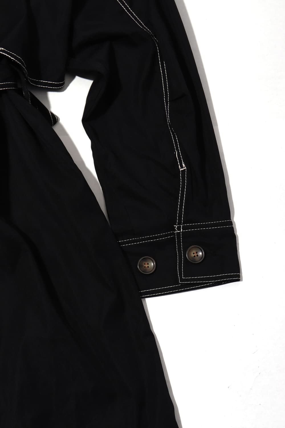 폴리 블랙 화이트 스티치 롱 코트 women Free 상품이미지10