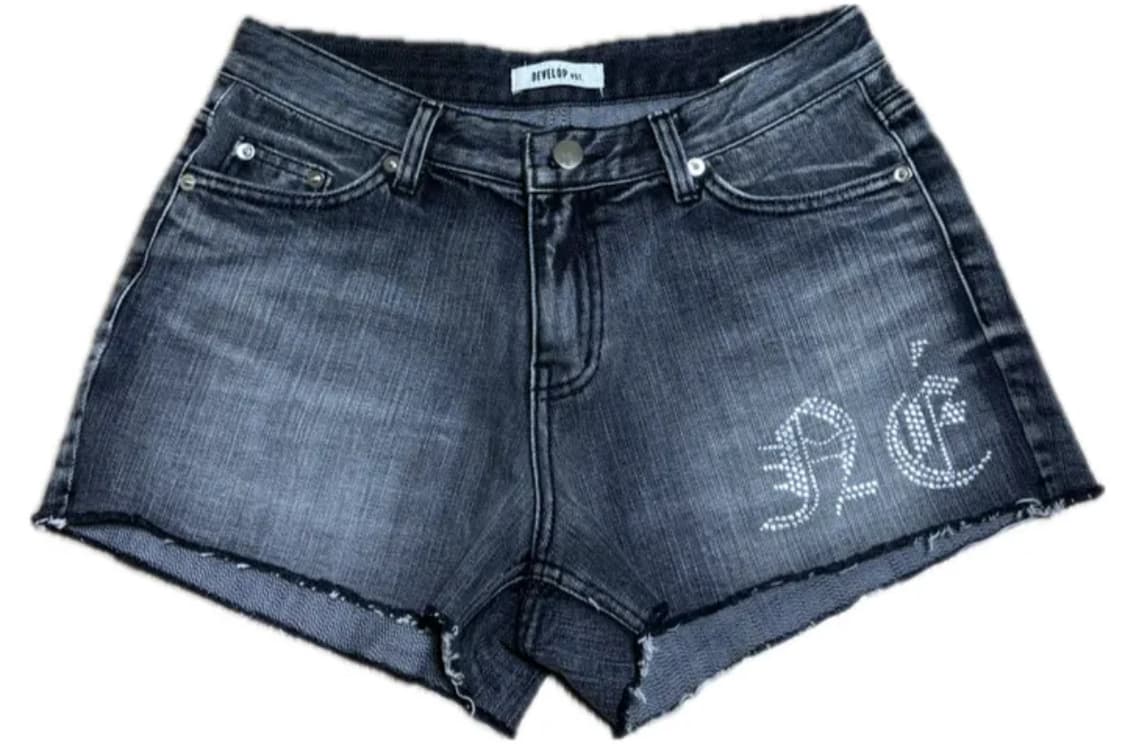 (S/M/L) 새상품) 디벨롭 워싱 큐빅 데님 숏팬츠  상품이미지1