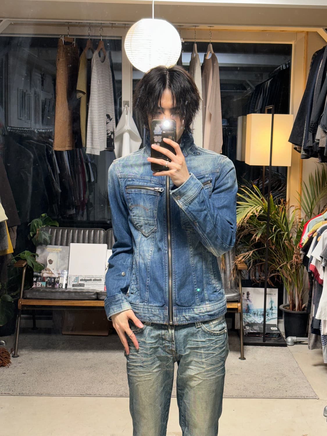 지스타 로우 하이넥 집업 데님 자켓 상품이미지3