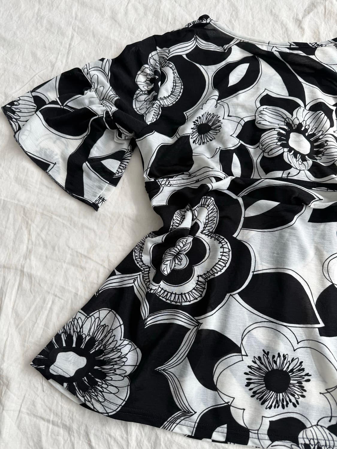 오리엔탈 시스루 반팔 블라우스 탑 상품이미지5