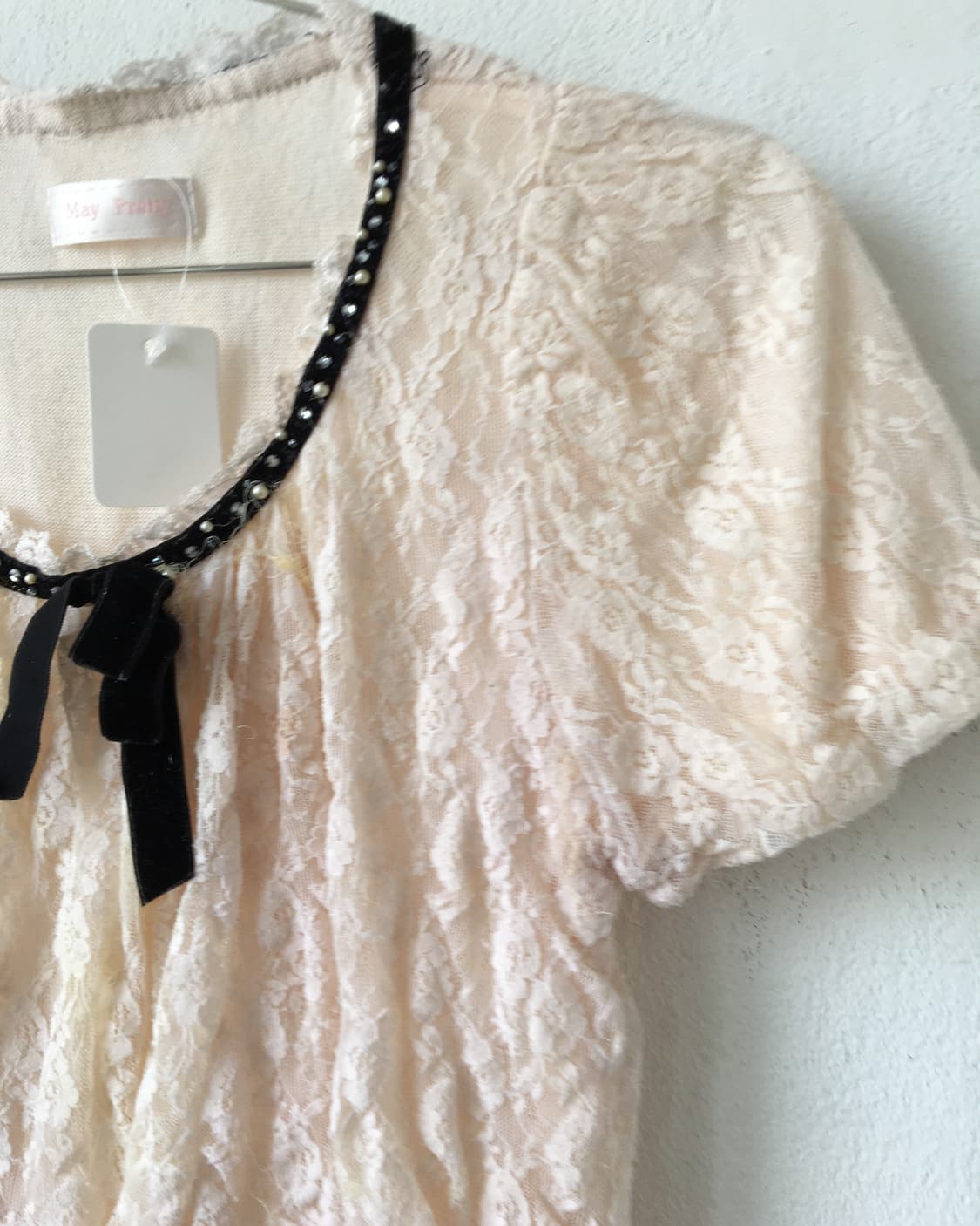 Ribbon point lace top 상품이미지4