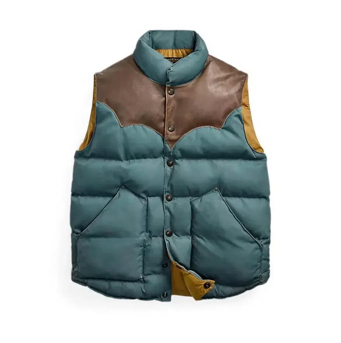 RRL 더블알엘 레더 요크 퀼팅 베스트 상품이미지1