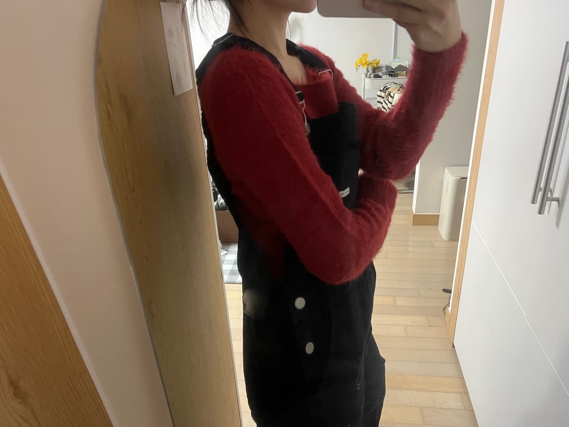 red knit, navy corduroy  jumpsuit set 상품이미지2