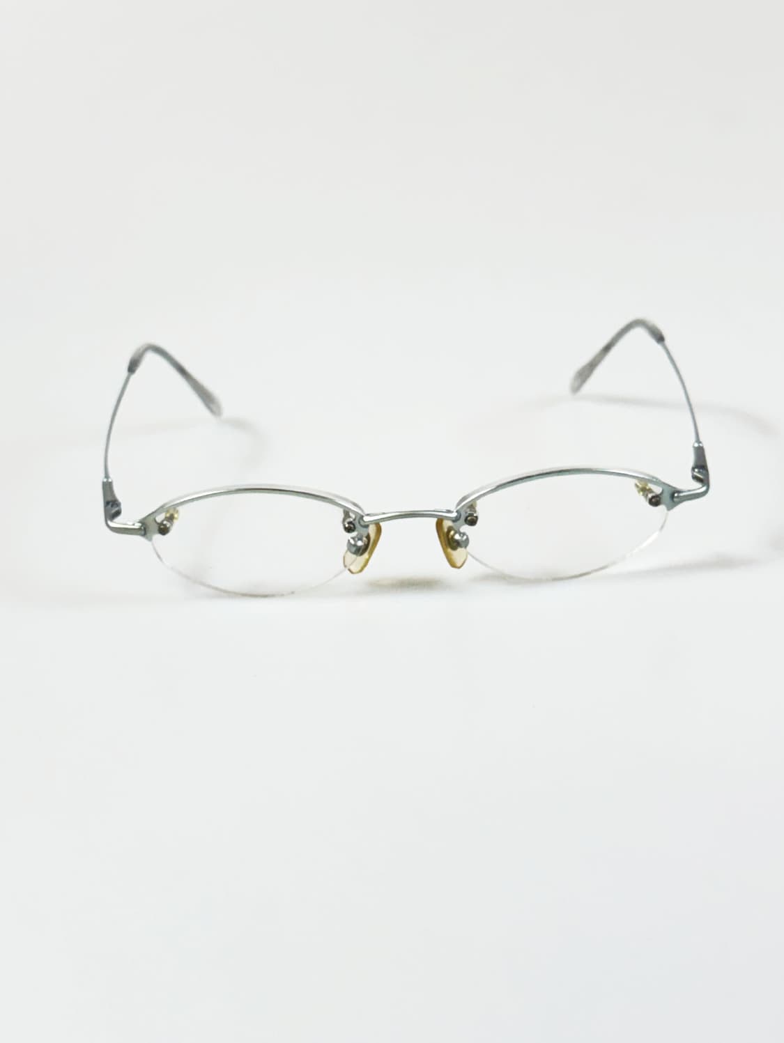 90s PRIVATE BRAND 메탈 반무테 스퀘어 빈티지 안경 상품이미지2