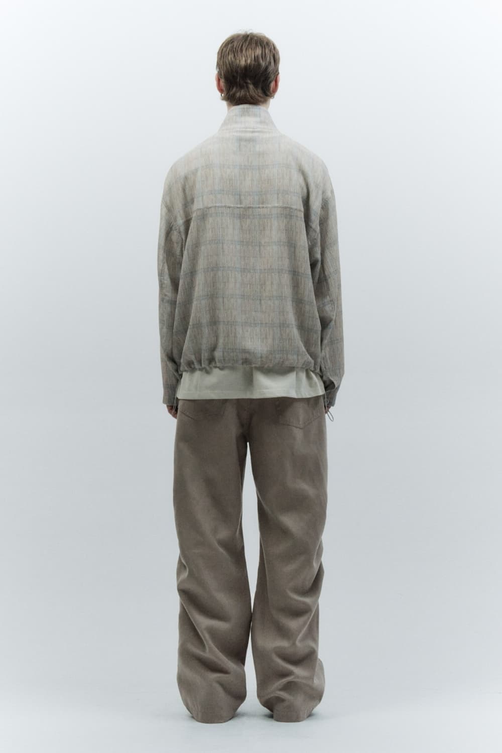 (L,새상품) 인사일런스 플리츠 체크 자켓 BEIGE 상품이미지4