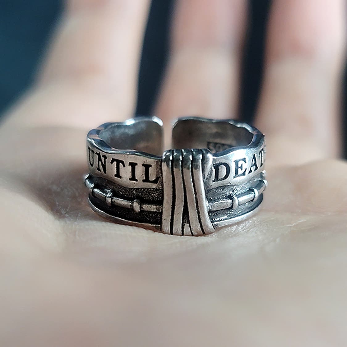 Until Death 실버 남자 엔틱 빈티지 명품 고대 스트릿 매듭 반지 상품이미지5