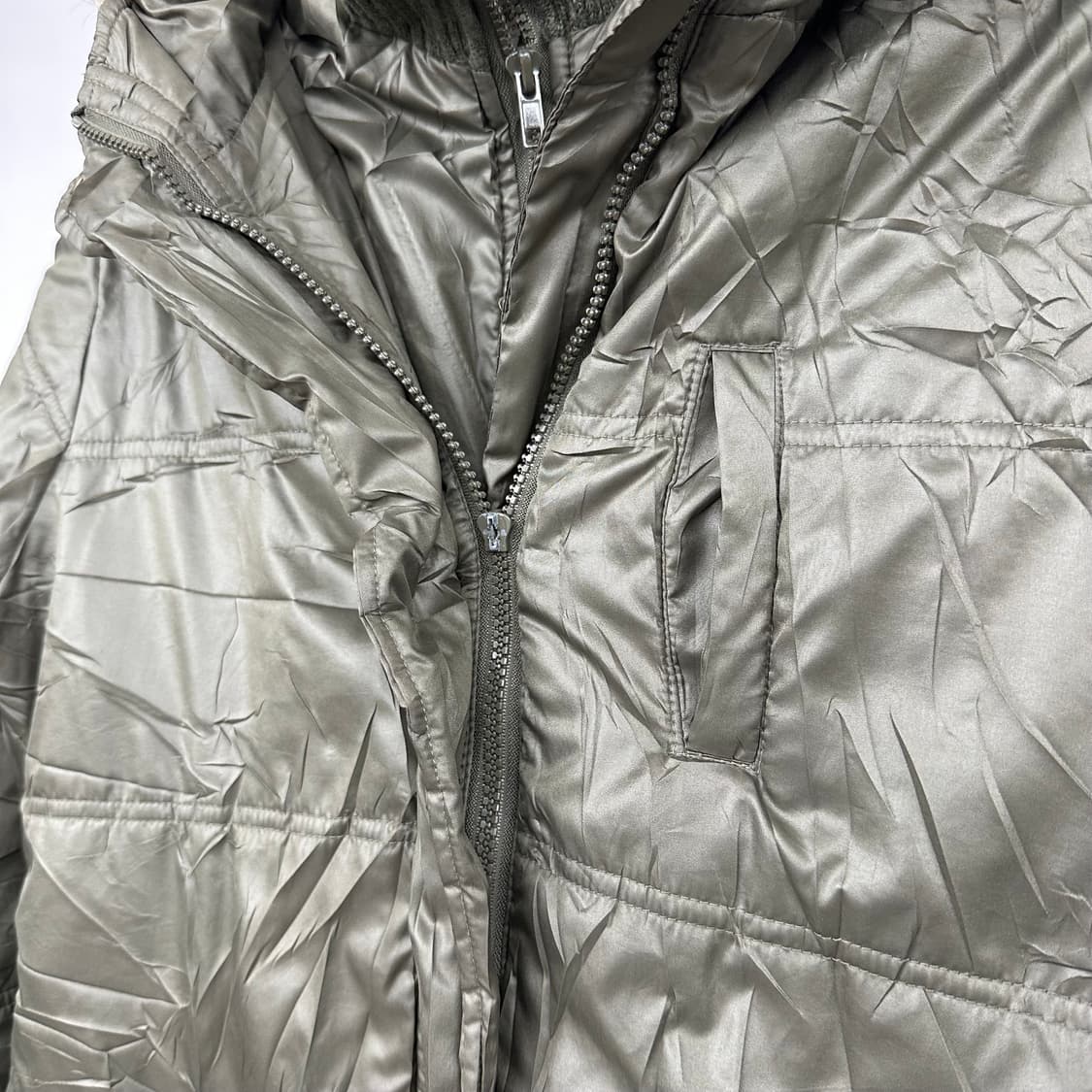 Khaki double fur down jacket 상품이미지3