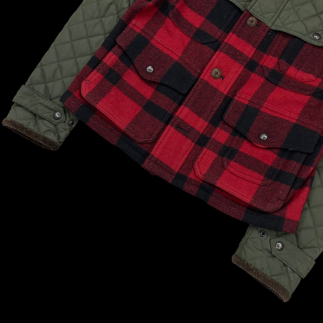 폴로랄프로렌 타탄 체크 카키 퀼팅 숏 자켓 상품이미지3