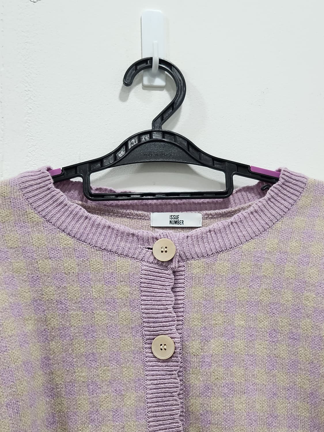 [F] 이슈넘버 세미크롭 울 체크 가디건 여성 프리사이즈 상품이미지2