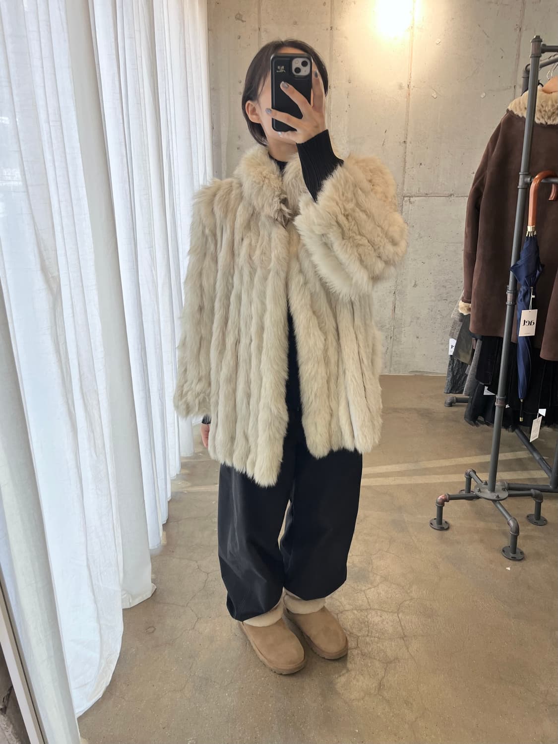 리얼 폭스퍼 자켓 아이보리 상품이미지3