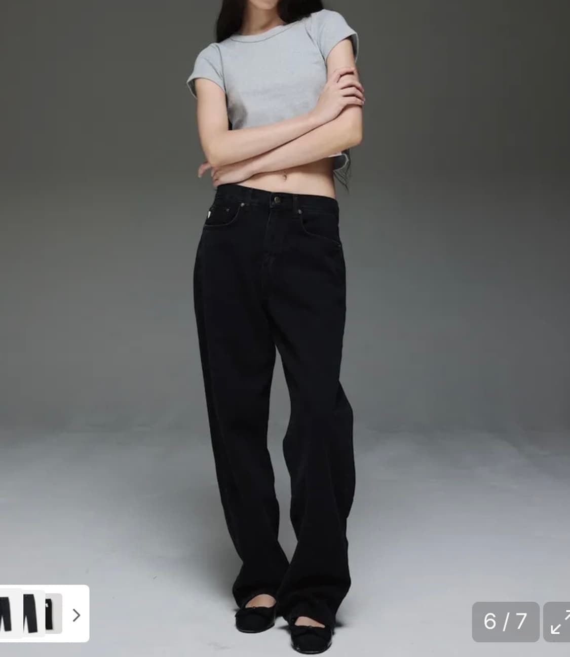 글로니 블랙 데님 팬츠 상품이미지3