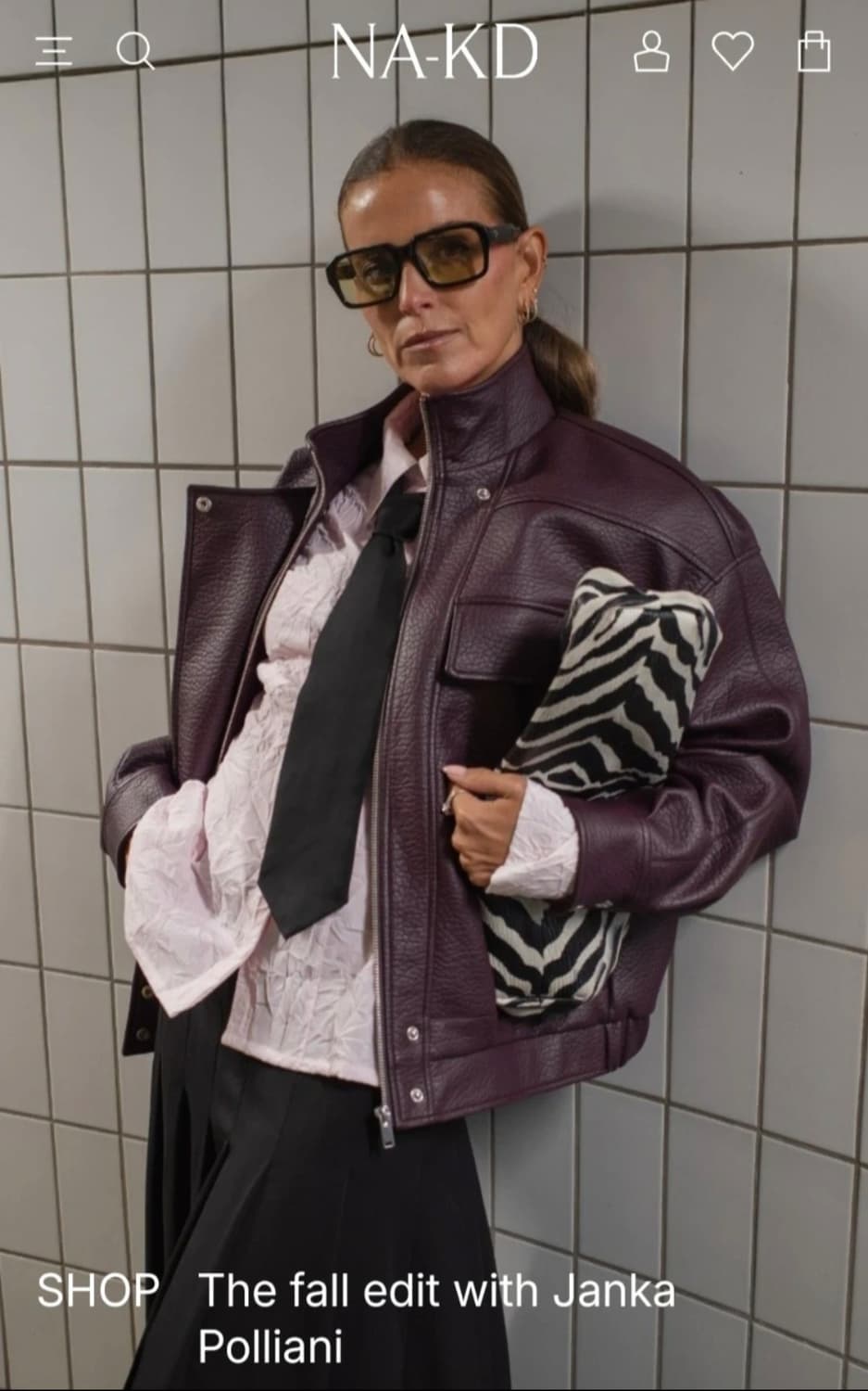 NA-KD 브라운 인조 레더 자켓 판매해요 상품이미지6