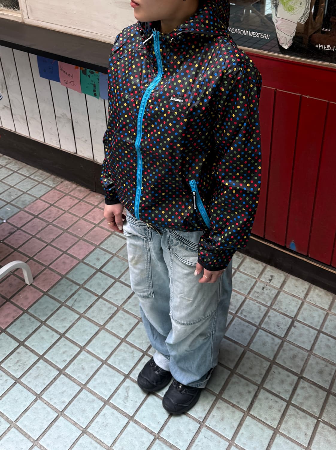 엑스라지 도트 땡땡이 바람막이 L 상품이미지2