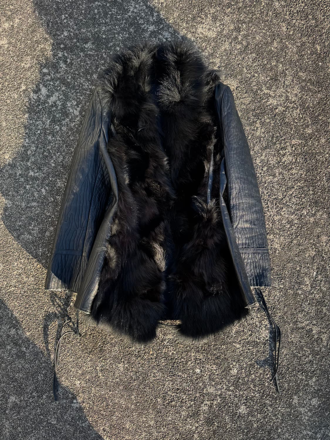 Black fox fur long jacket 상품이미지1