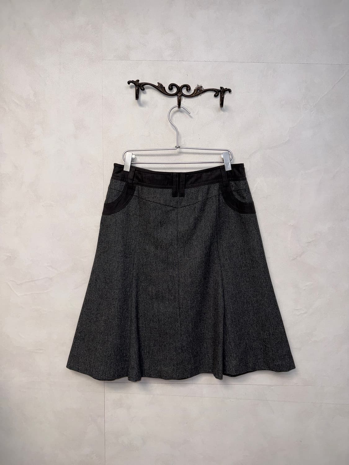 Charcoal wool pleats flare skirt 상품이미지3