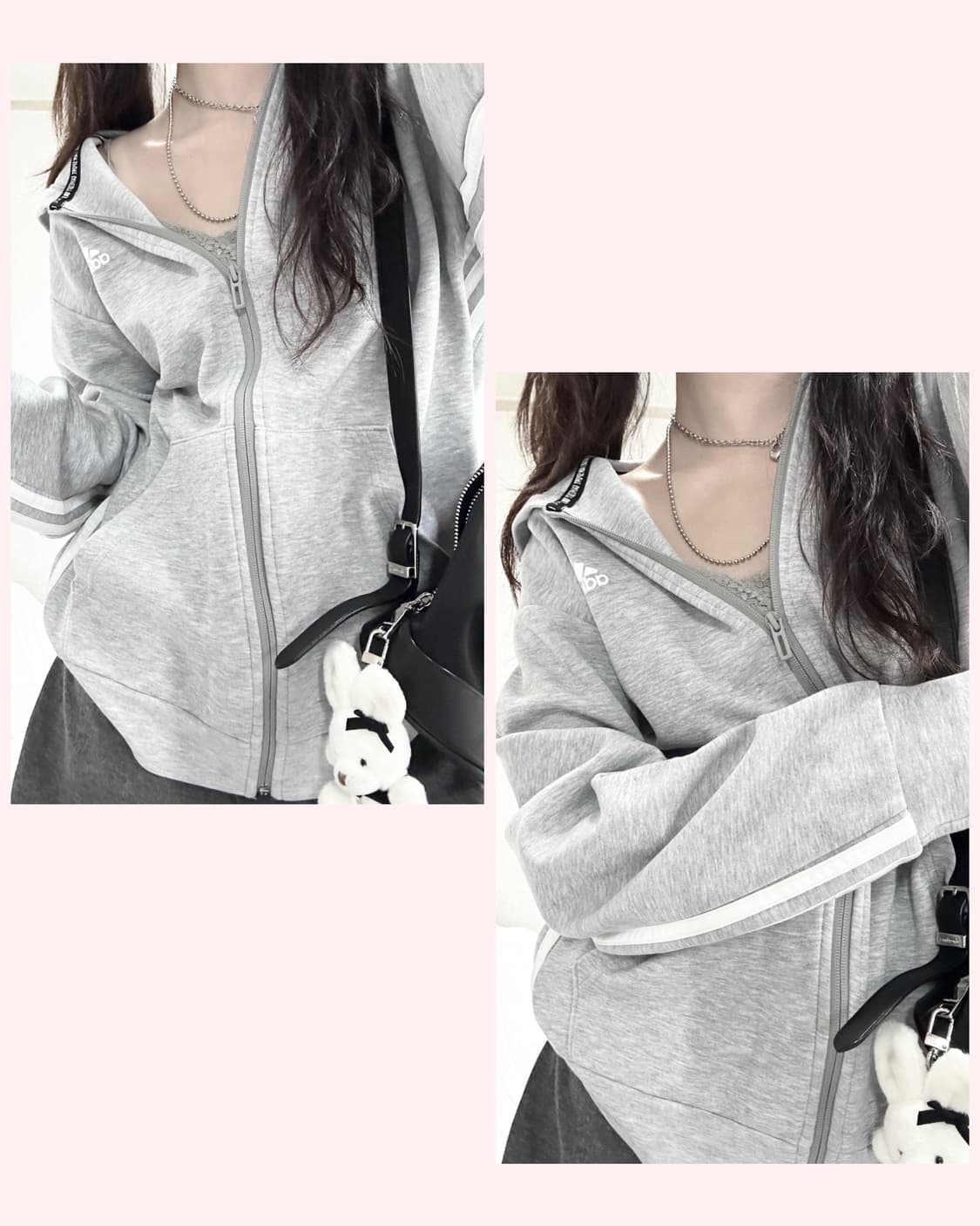 아디다스 그레이 삼선 후드집업 상품이미지1