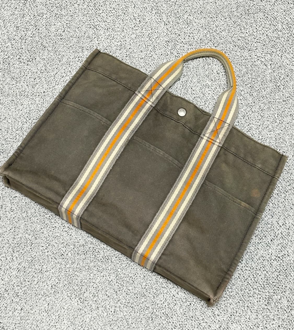 에르메스 2001 긴자 스토어 한정 후루토 캔버스 토트백 그레이/오렌지 상품이미지4