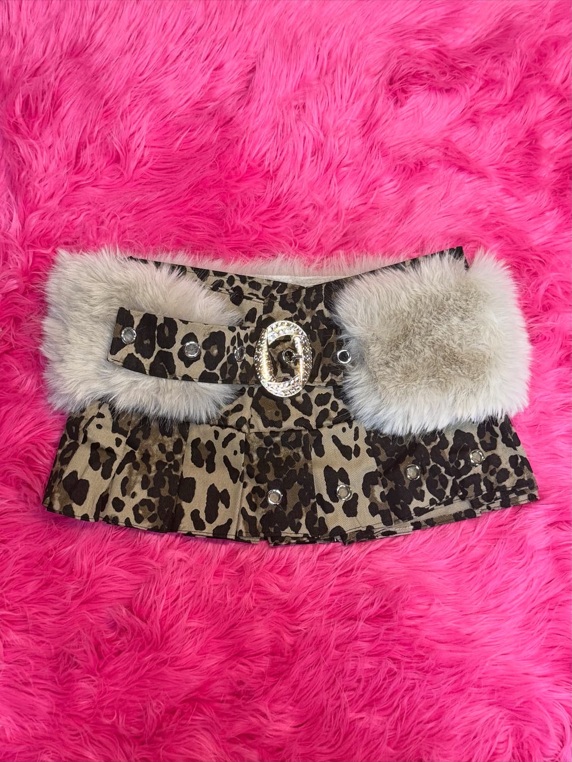 갸루 호피 퍼 스커트 상품이미지1