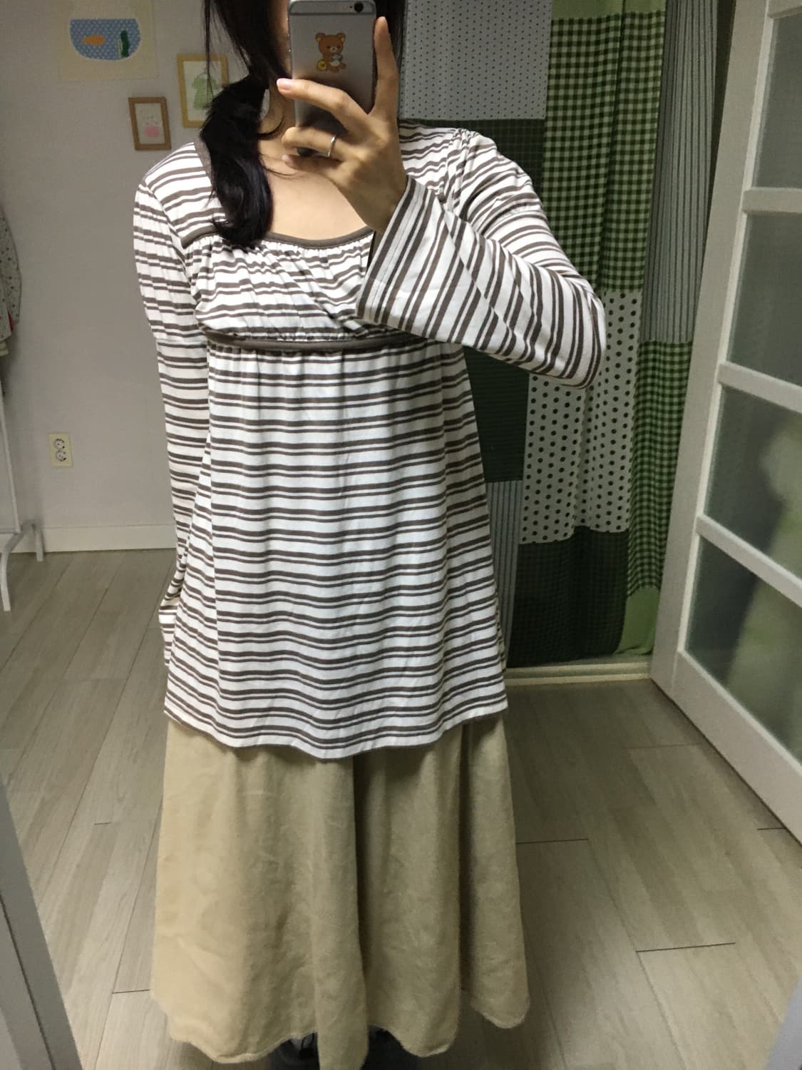 브라운 스트라이프 긴소매 티셔츠 상품이미지6