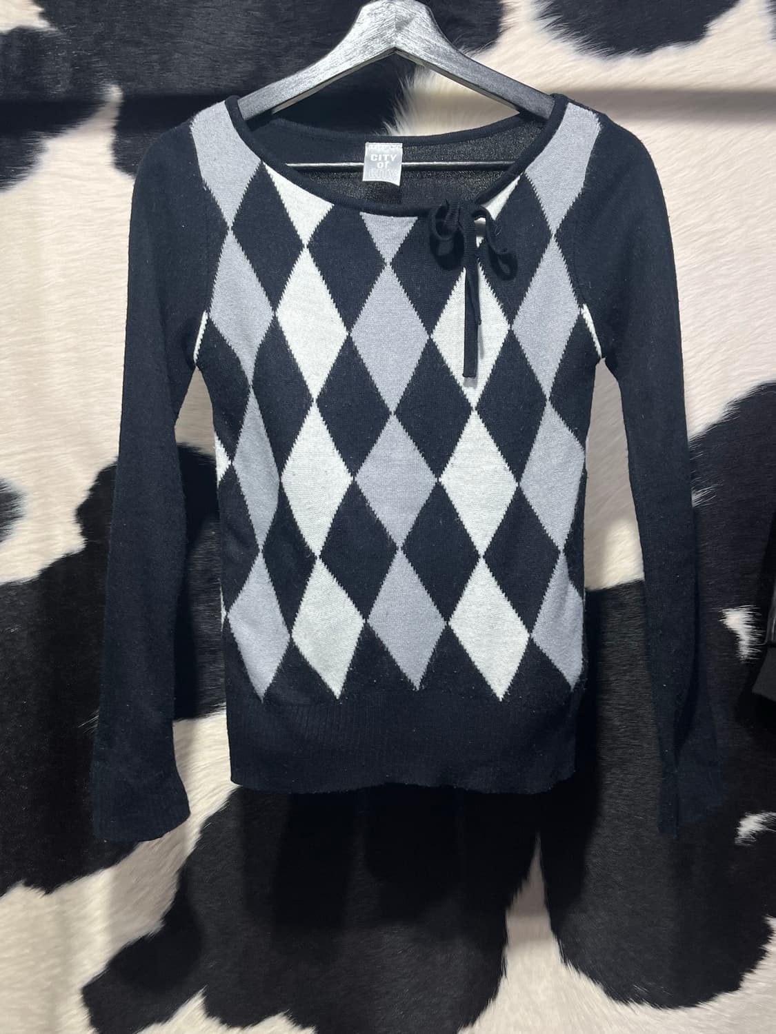 아가일패턴 리본 니트 상품이미지2